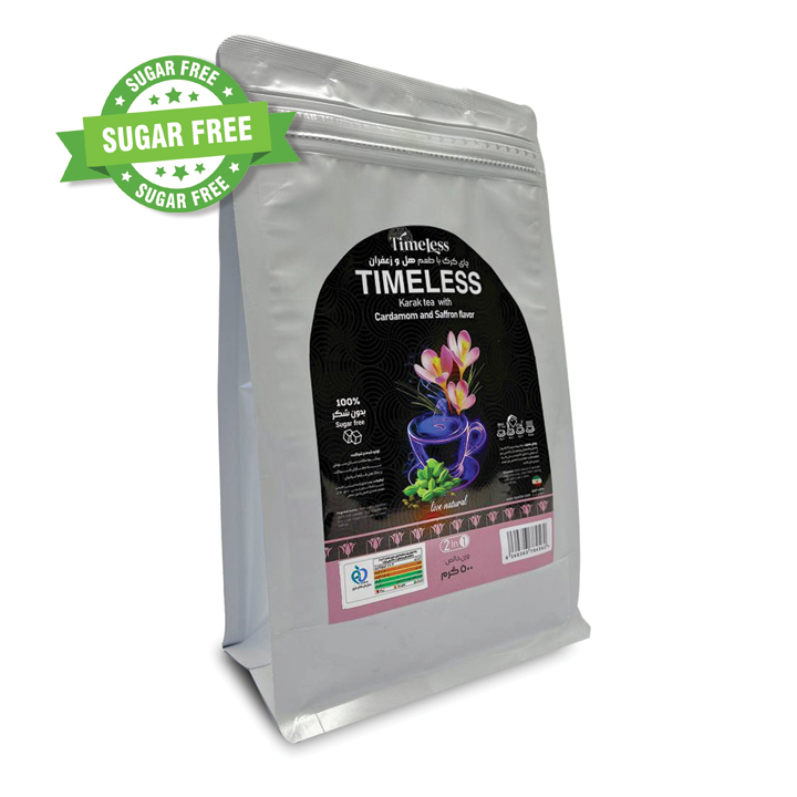 چای کرک با طعم هل و زعفران تایم لس - نیم کیلویی بدون شکر